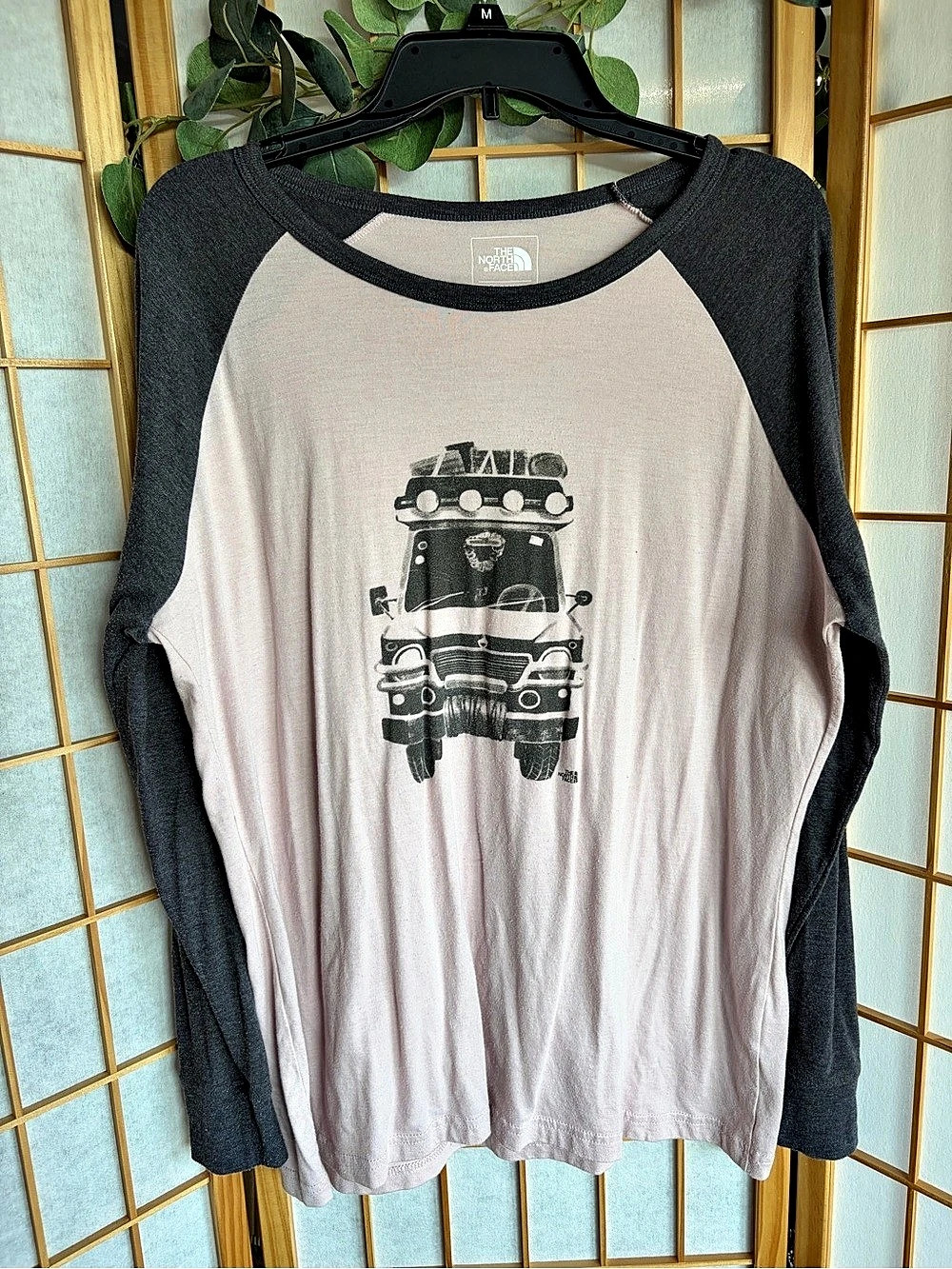 The North Face Long Sleeve Graphic Tee in Gray & Pink Size XL